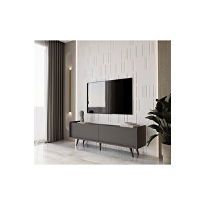 Ri̇gel Gri̇ Mdf 2 Kapakli (düşme Kapak) Ahşap Ayakli 180 Cm Country Tv Üni̇tesi̇