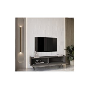 Ri̇gel Gri̇ Mdf 2 Kapakli (düşme Kapak) Ahşap Ayakli 180 Cm Country Tv Üni̇tesi̇