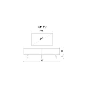 Ri̇gel Gri̇ Mdf 2 Kapakli (düşme Kapak) Ahşap Ayakli 180 Cm Country Tv Üni̇tesi̇