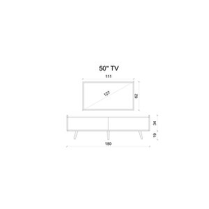 Ri̇gel Gri̇ Mdf 2 Kapakli (düşme Kapak) Ahşap Ayakli 180 Cm Country Tv Üni̇tesi̇