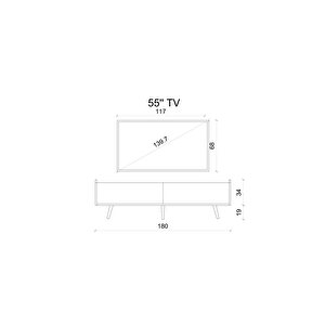 Ri̇gel Gri̇ Mdf 2 Kapakli (düşme Kapak) Ahşap Ayakli 180 Cm Country Tv Üni̇tesi̇