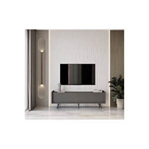 Ri̇gel Gri̇ Mdf 2 Kapakli (düşme Kapak) Ahşap Ayakli 160 Cm Country Tv Üni̇tesi̇