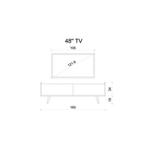 Ri̇gel Gri̇ Mdf 2 Kapakli (düşme Kapak) Ahşap Ayakli 160 Cm Country Tv Üni̇tesi̇