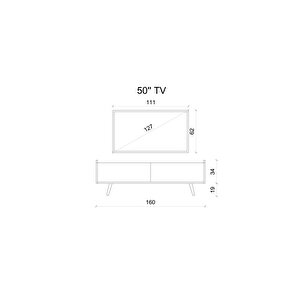 Ri̇gel Country Si̇yah Mdf 2 Kapakli (düşme Kapak) Ahşap Ayakli 160 Cm Tv Üni̇tesi̇