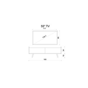 Ri̇gel Country Si̇yah Mdf 2 Kapakli (düşme Kapak) Ahşap Ayakli 160 Cm Tv Üni̇tesi̇