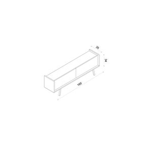 Ri̇gel Country Si̇yah Mdf 2 Kapakli (düşme Kapak) Ahşap Ayakli 160 Cm Tv Üni̇tesi̇