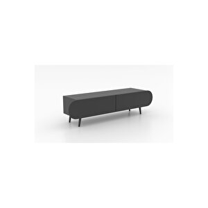 Regulus Siyah Mdf 2 Kapaklı Ahşap Ayaklı 160 Cm Modern Tv Ünitesi