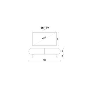 Regulus Siyah Mdf 2 Kapaklı Ahşap Ayaklı 160 Cm Modern Tv Ünitesi
