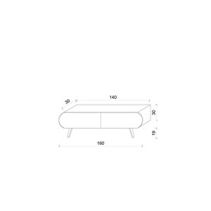 Regulus Siyah Mdf 2 Kapaklı Ahşap Ayaklı 160 Cm Modern Tv Ünitesi