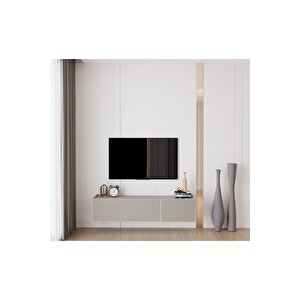 Capella Kumtaşı Rengi Mdf 3 Kapaklı Duvara Monte 140 Cm Tv Ünitesi