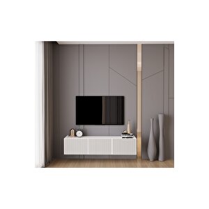 Capella Beyaz Country Mdf 3 Kapaklı Duvara Monte 140 Cm Tv Ünitesi