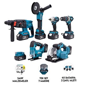 Yedi̇li̇ Set Mk350 (powerbank&led+ Ş.hilti+ş.spiral+s.sıkma+13mm Ç.mandren+ş.dekupaj+sunta Kesme)