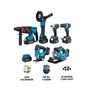 Germany Pro Yedi̇li̇ Set Powerbank&led+ Ş.hilti+ş.spral+s.sıkma+13mm Ç.mandren+ş.dekupaj+sunta