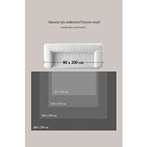 Modern Tasarımlı Pamuk Tabanlı Karo Mermer Desenli Saçaklı  Krem Renkli Halı 160x230 cm