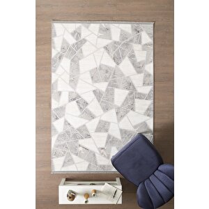Modern Tasarımlı Pamuk Tabanlı Geometrik Desenli Saçaklı Siyah Renkli Halı 80x250 cm