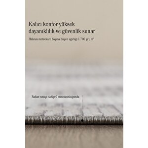 Modern Tasarımlı Pamuk Tabanlı Geometrik Desenli Saçaklı Siyah Renkli Halı