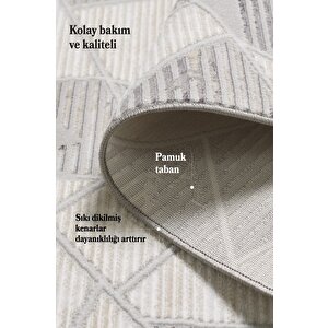 Modern Tasarımlı Pamuk Tabanlı Geometrik Desenli Saçaklı Siyah Renkli Halı