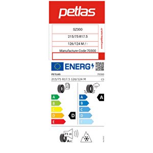 215/75 R17.5 Tl 126/124m (düz) Sz300 Düz Kamyonet Lastiği (üretim Tarihi:2025)