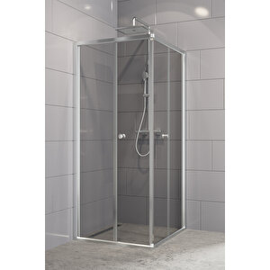 Diatonic Temperli 4 Mm Köşe Girişli Katlanır Cam Duşakabin Krom Profil Füme Cam 70x110 cm