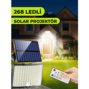 Hl-5177 268 Ledli Solar Projektör 60w Güneş Enerjili Hareket Sensörlü Led Projektör - Beyaz Işık