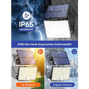 Hl-5177 268 Ledli Solar Projektör 60w Güneş Enerjili Hareket Sensörlü Led Projektör - Beyaz Işık