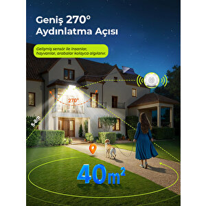 Hl-5177 268 Ledli Solar Projektör 60w Güneş Enerjili Hareket Sensörlü Led Projektör - Beyaz Işık