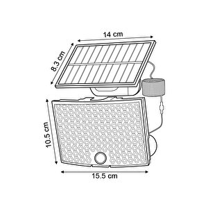 Hl-5177 268 Ledli Solar Projektör 60w Güneş Enerjili Hareket Sensörlü Led Projektör - Beyaz Işık