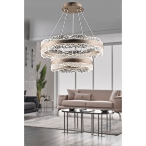 Luxury Power Led 2 Li Sarkıt Avize Bronze Gövde Yuvarlak 60cm Genişlik