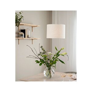 Modern Tasarım Tekli Pasta Avize Çift Katlı Beyaz Kumaşlı Sarkıt Avize 25 Cm