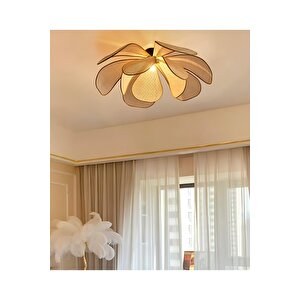 Modern İskandinav Bohem Rose Çiçek Tavan Avize Hazeran Hasır Rattan Salon Avizesi