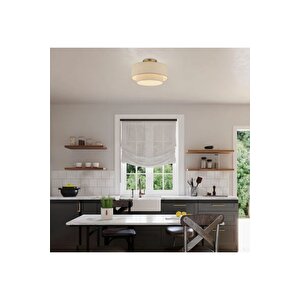 Modern Tasarım Cake Pasta Plafonyer Avize Çift Katlı Beyaz Kumaşlı Sarkıt Avize 35 Cm Çap