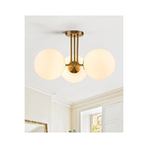 Modern Tasarım Tavana Sıfır Emma Beyaz Glop Camlı Avize Salon Mutfak Oturma Odası Avize Eskitme Gold