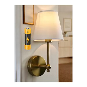 Modern Aplik Pilli Duvar Aplik Power Ledli Pilli Duvar Aplik Eskitme Gold Sarı Tak Kullan Kablosuz