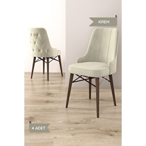 Arven Serisi 80x132 Açılabilir Mdf Barok Ahşap Desen Mutfak Masa Takımı 4 Sandalye