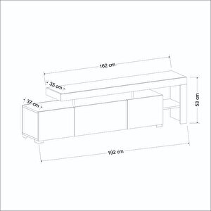 Beliz Led Işıklı 3 Kapaklı, Tv Sehpası,  Raflı, Antik Ceviz, Antik Ceviz