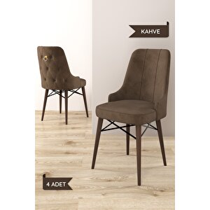 Arven Serisi 80x132 Açılabilir Mdf Barok Ahşap Desen Mutfak Masa Takımı 4 Sandalye