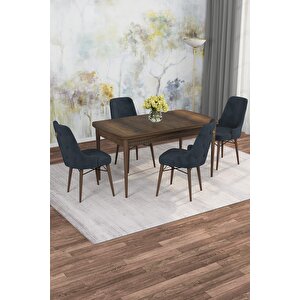 Arven Serisi 80x132 Açılabilir Mdf Barok Ahşap Desen Mutfak Masa Takımı 4 Sandalye Antrasit