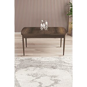 Arven Serisi 80x132 Açılabilir Mdf Barok Ahşap Desen Mutfak Masa Takımı 4 Sandalye Antrasit