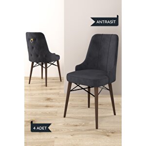 Arven Serisi 80x132 Açılabilir Mdf Barok Ahşap Desen Mutfak Masa Takımı 4 Sandalye