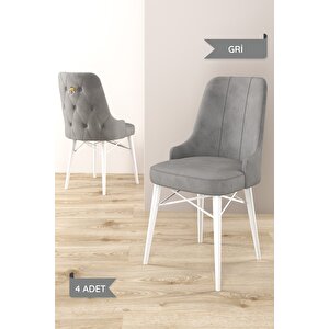 Arven Serisi 80x132 Açılabilir Mdf Beyaz Mutfak Masa Takımı 4 Sandalye