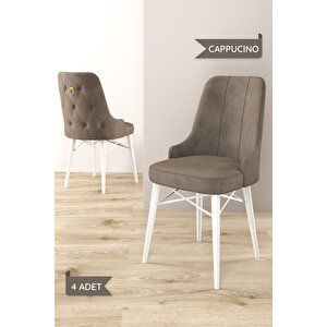 Arven Serisi 80x132 Açılabilir Mdf Beyaz Mutfak Masa Takımı 4 Sandalye