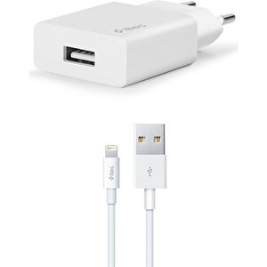 Smartcharger Seyahat Şarj Aleti 2.1a + Lightning Kablo Beyaz - 2scs20lb
