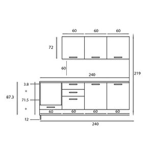 Eymense 240 Cm Flexy Country Mutfak Antrasit