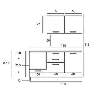 Eymense 180 Cm Flexy Country Mutfak antrasit