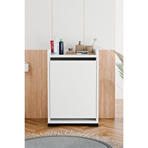 Solena Dekoratif Çamaşır Dolabı Düşer Kapak Çamaşırlık Beyaz