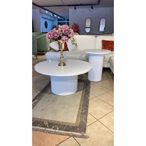 Most Bohem Orta Sehpa Beyaz 2'li Set %100 Ahşap 85 Cm. Çap (evi̇ni̇ze Tesli̇m) Açık Beyaz