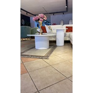Most Bohem Orta Sehpa Beyaz 2'li Set %100 Ahşap 85 Cm. Çap (evi̇ni̇ze Tesli̇m) Açık Beyaz