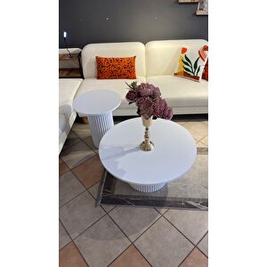 Most Bohem Orta Sehpa Beyaz 2'li Set %100 Ahşap 85 Cm. Çap (evi̇ni̇ze Tesli̇m)
