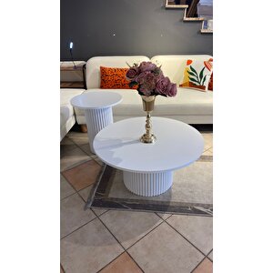 Most Bohem Orta Sehpa Beyaz 2'li Set %100 Ahşap 85 Cm. Çap (evi̇ni̇ze Tesli̇m)