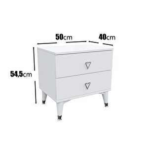 Simple 2 Çekmeceli Komodin Smp5002 Beyaz Gümüş